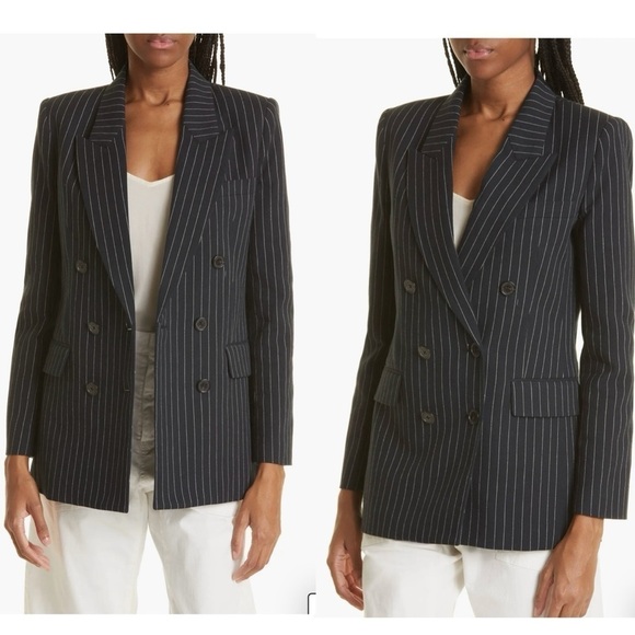 Nili Lotan Valerie Pinstripe Virgin Wool Oversized Boyfriend Blazer Size 4 NEW - Picture 1 of 15